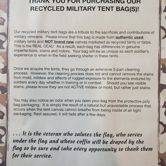 VINTAGE ADDICTION Recycled Military Tent Backpack - Picture 4 of 4